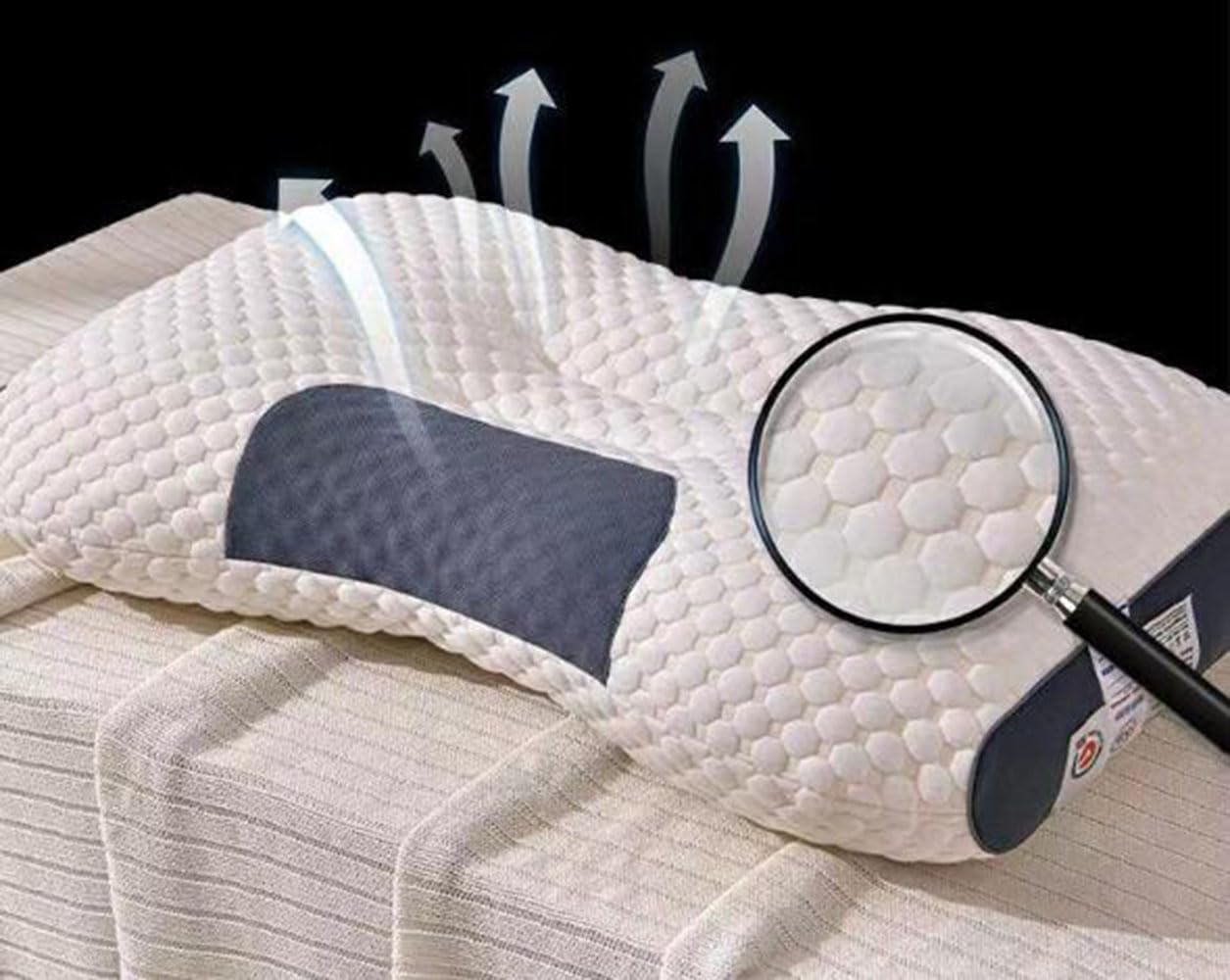 Pillow Knitted Massage Neck Adjustable Ergonomic Orthopedic Contour Support, High Quality Pillow Core Removable Cover For Sleeping Comfort